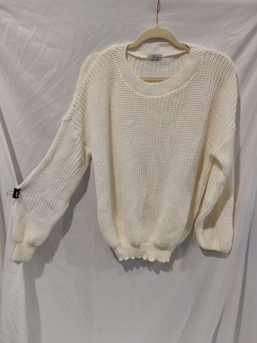 Lightweight Cream Crewneck Pullover Sweater